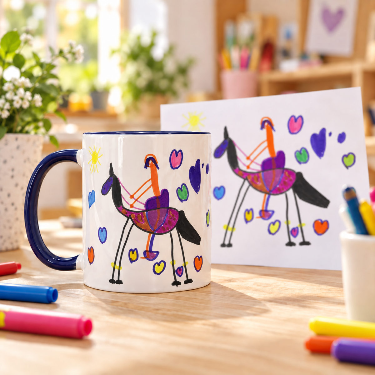 Exemple de mug personnalisé reproduisant le dessin d’un enfant