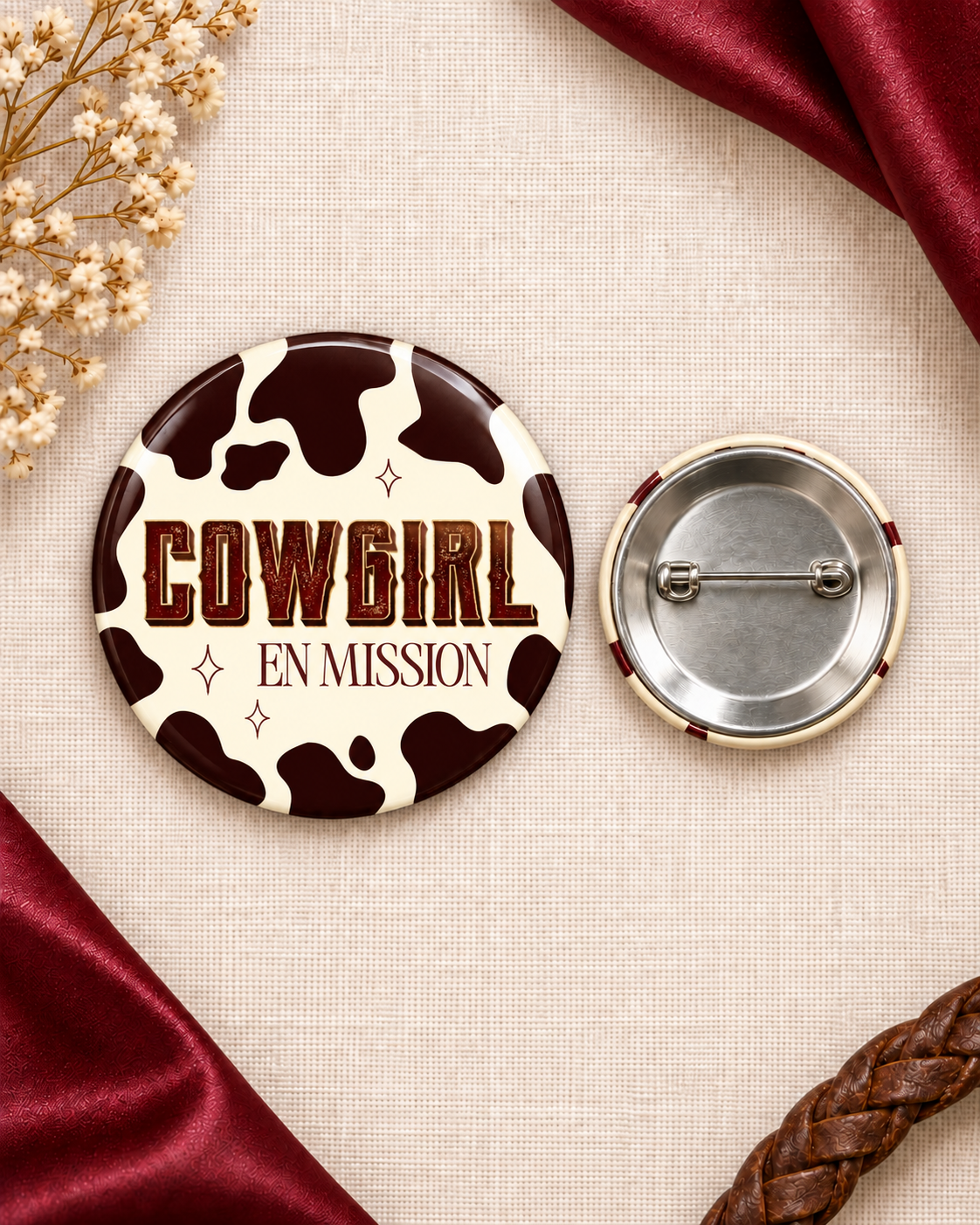 Badges EVJF Cowgirl Western – Lot de 8 badges épingle "Aucune Loi Ce Soir" – Enterrement de Vie de Jeune Fille
