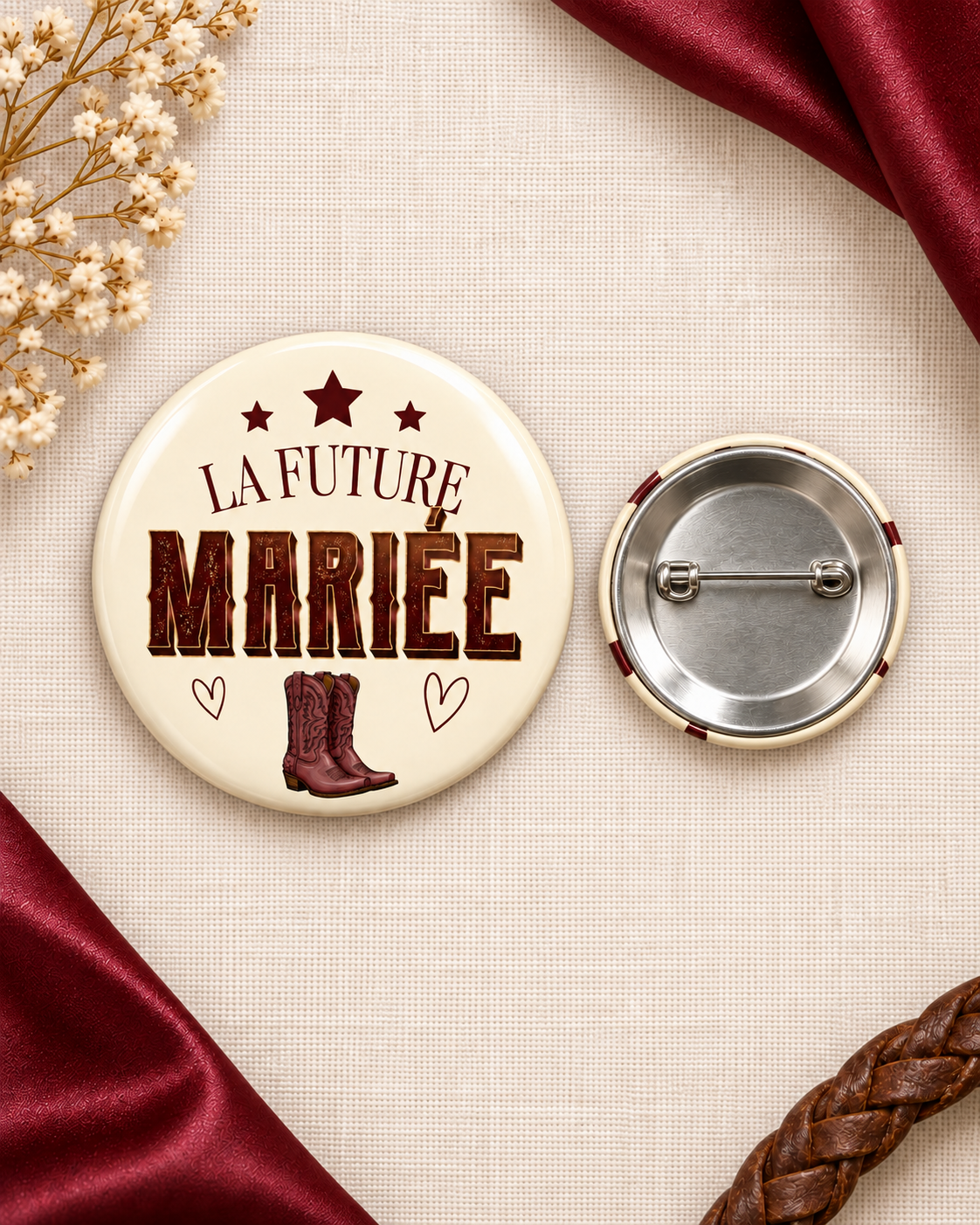 Badges EVJF Cowgirl Western – Lot de 8 badges épingle "Aucune Loi Ce Soir" – Enterrement de Vie de Jeune Fille