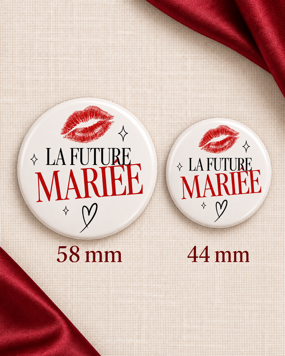 Badges EVJF Bad Girl – tailles 58 44 mm
