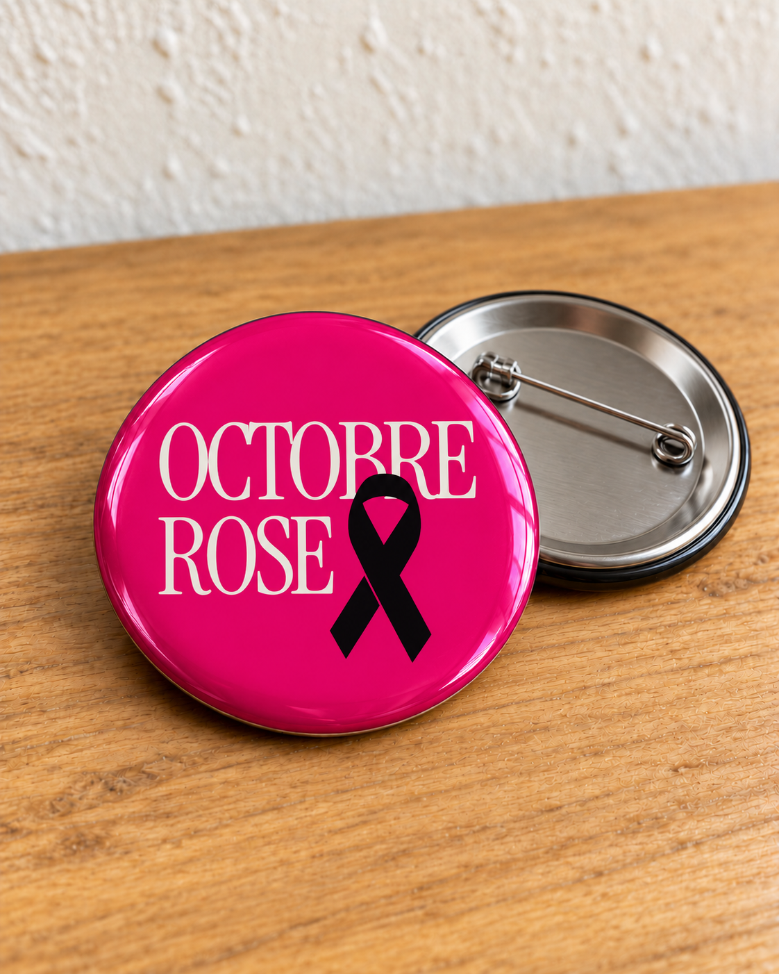 Badge Octobre Rose Octobre Rose – rose avec épingle au dos