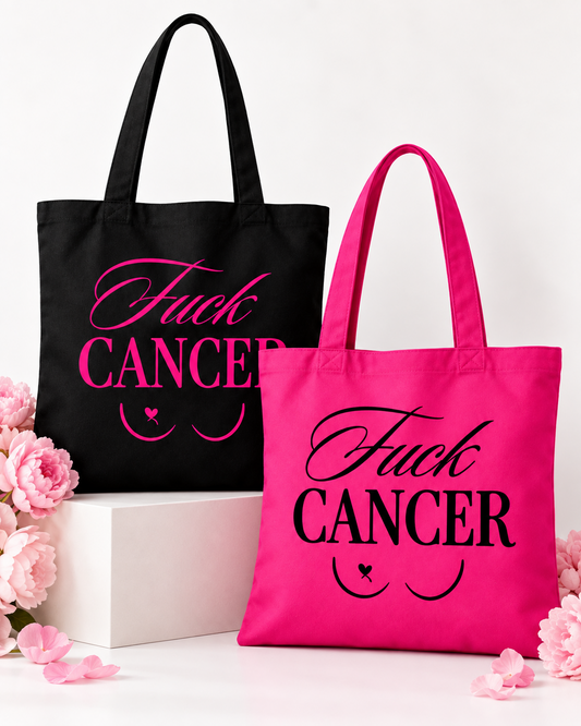Tote bag Fuck Cancer noir et fuchsia - photo principale